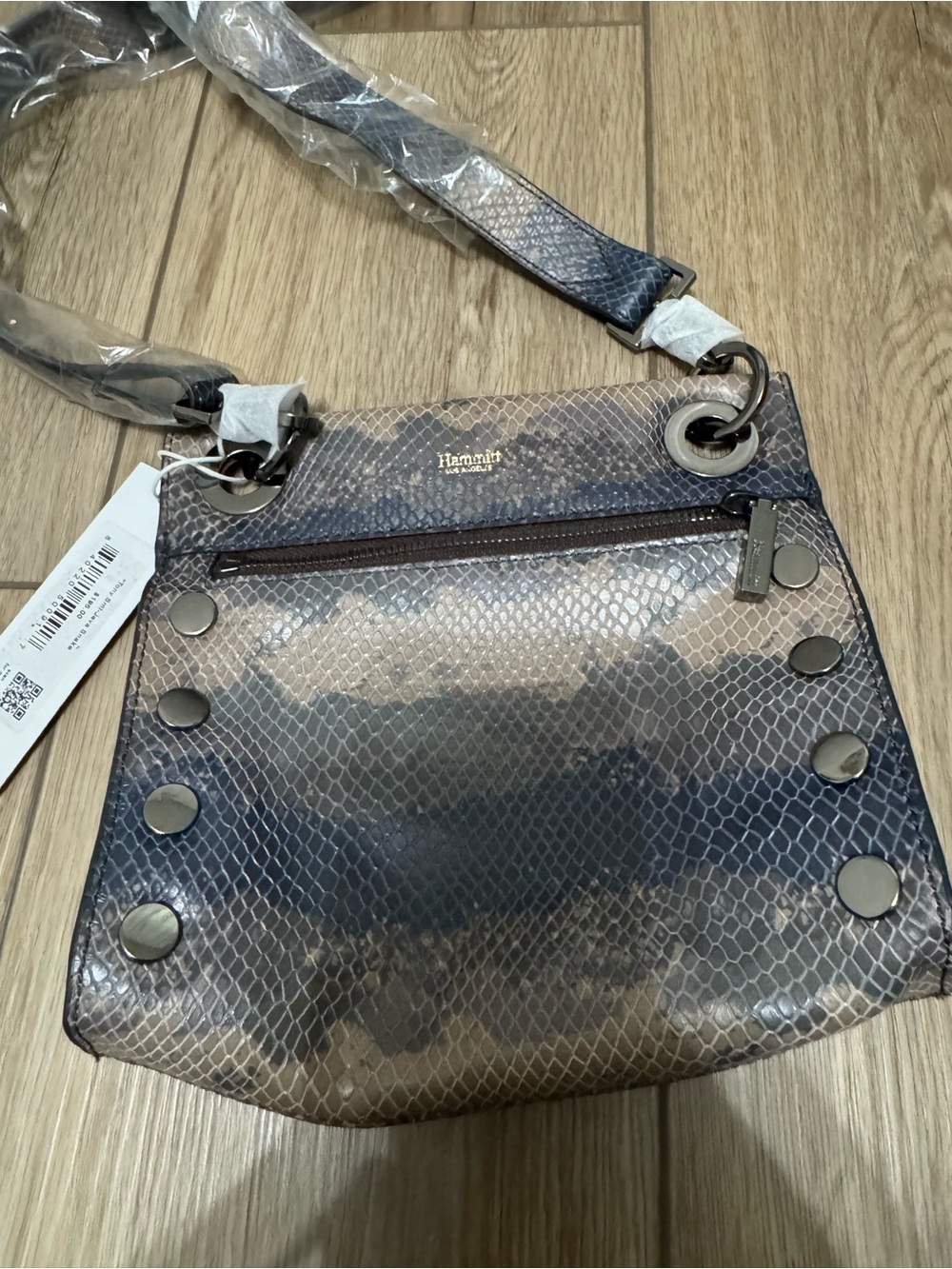 Hammitt Snake-Print Shoulder Bag in Brown and Blue